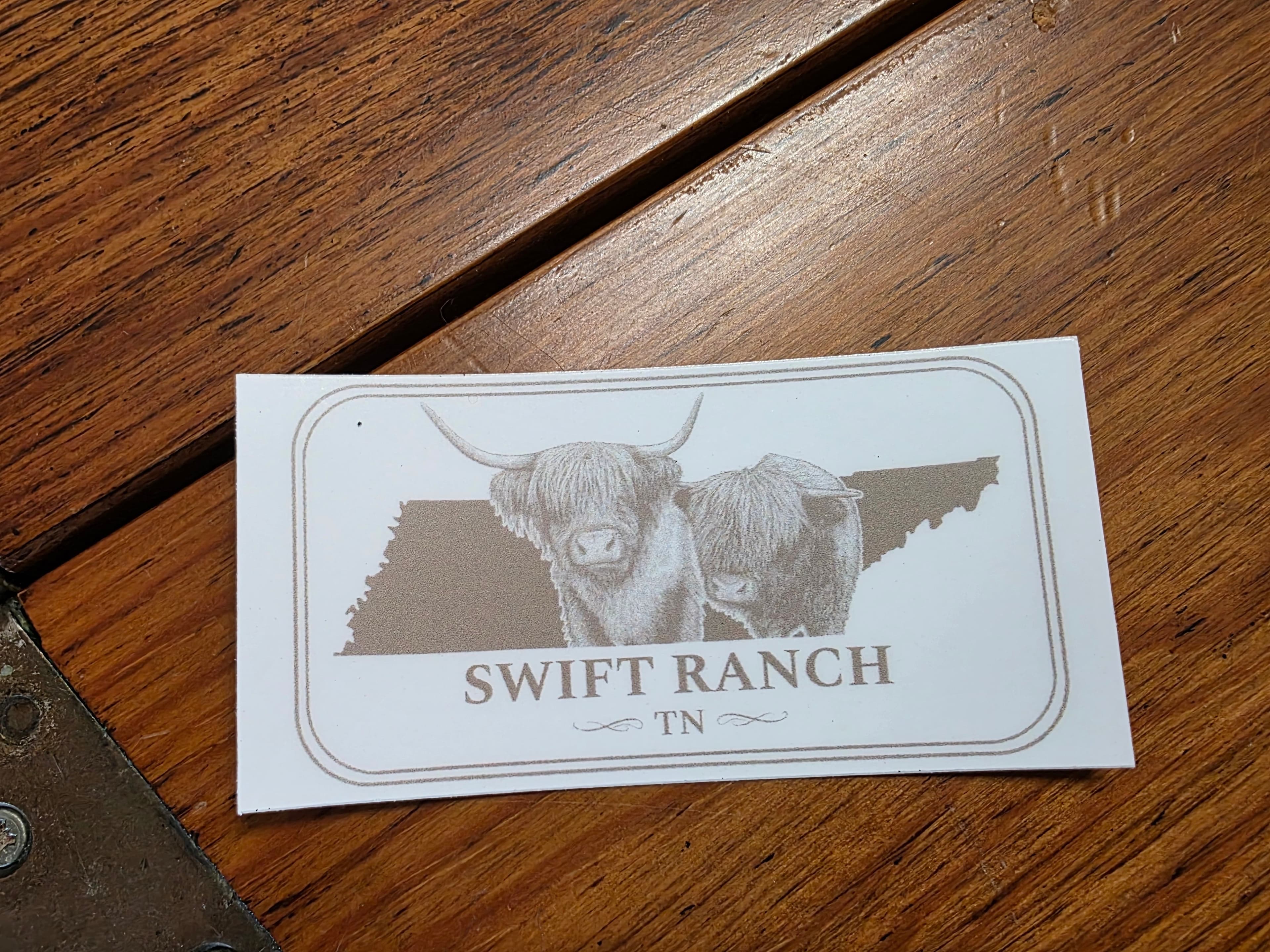 Swift Ranch highland cow vinyl sticker